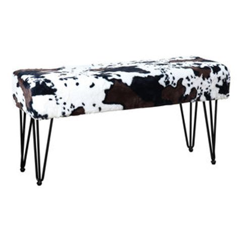 Cows Flowers Rectangle Ottoman Bench, 46X16X22 - Midcentury ... for Bringing Rustic Charm Home Discover Cows Flowers Ottomans